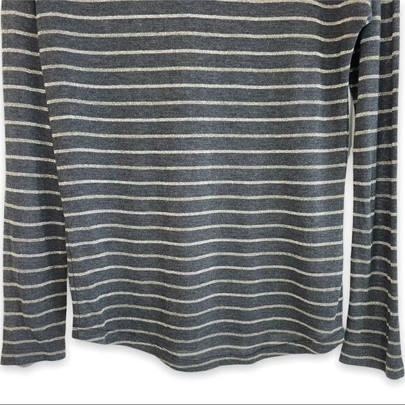 Rails Sami Wool Metallic Bronze Striped V-Neck Long-Sleeve Tee - Picture 7 of 9